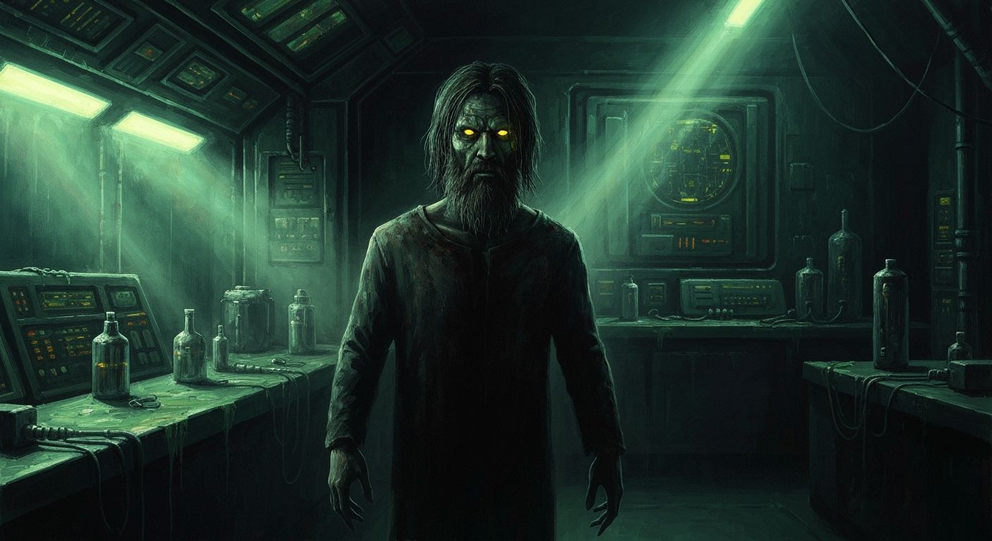 First Vampire in Retro-Futuristic Lab - Acrylic Painting