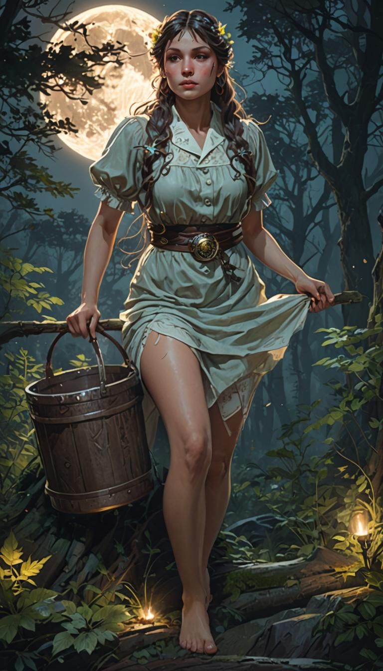 Moonlit Forest Portrait in Hyperdetailed Concept Art