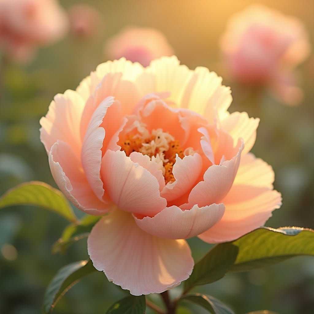 Peachy Pink Peonies in Soft Impressionist Light