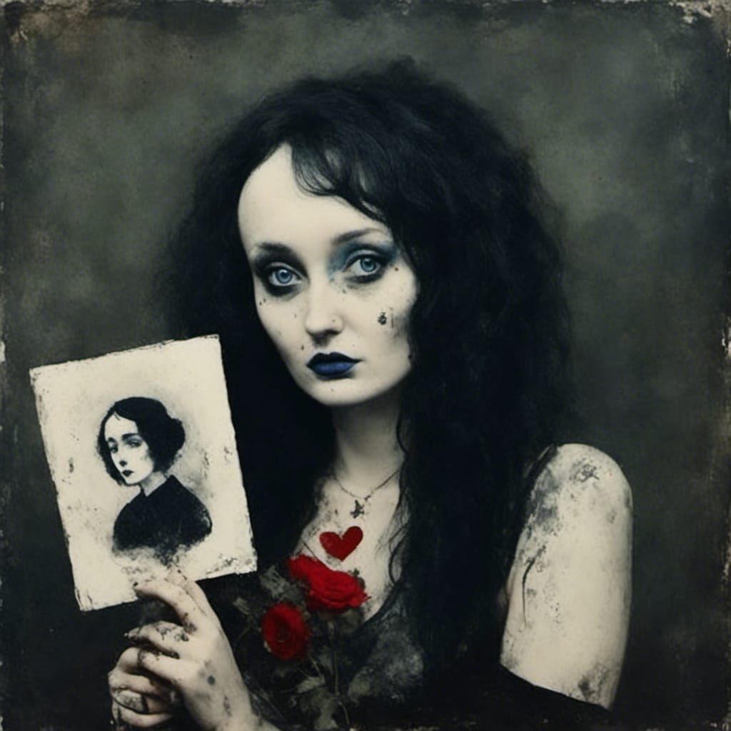 Vintage Woman's Portrait of Grief and Loss