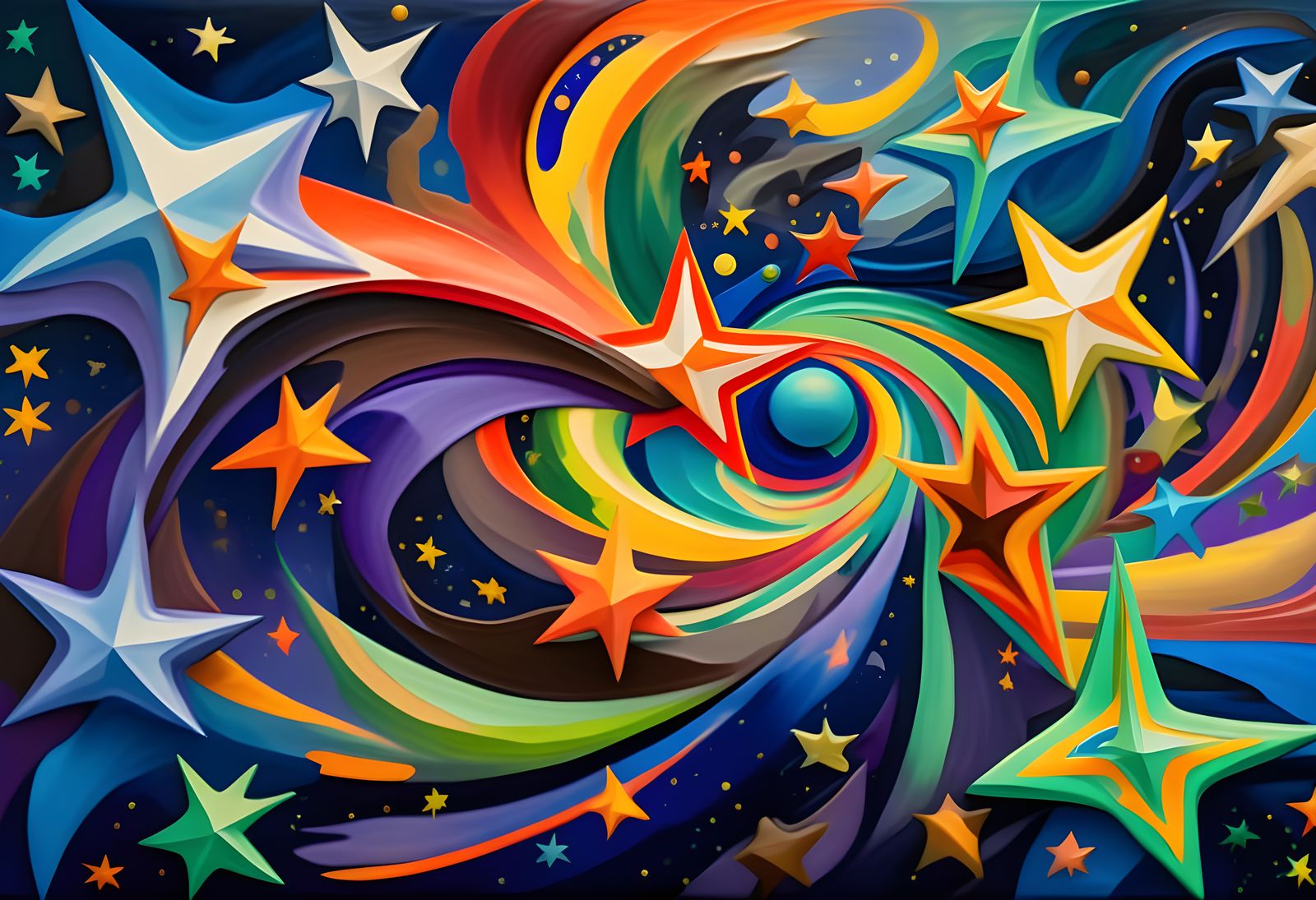 Vibrant Cosmic Geysers in Impasto Oil