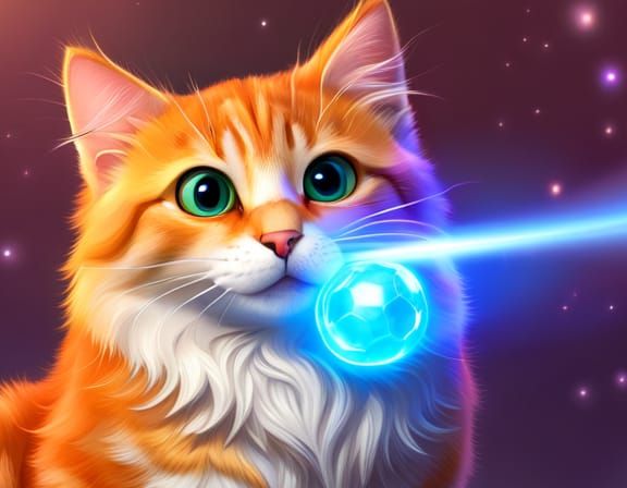 Trying out a holographic cat toy