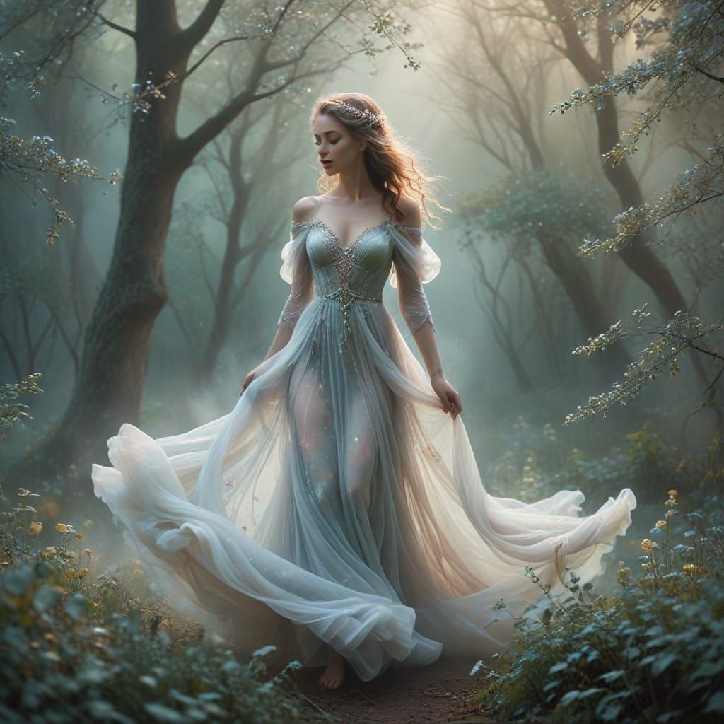 Mystical Goddess in Soft Focus, Pastel Hues