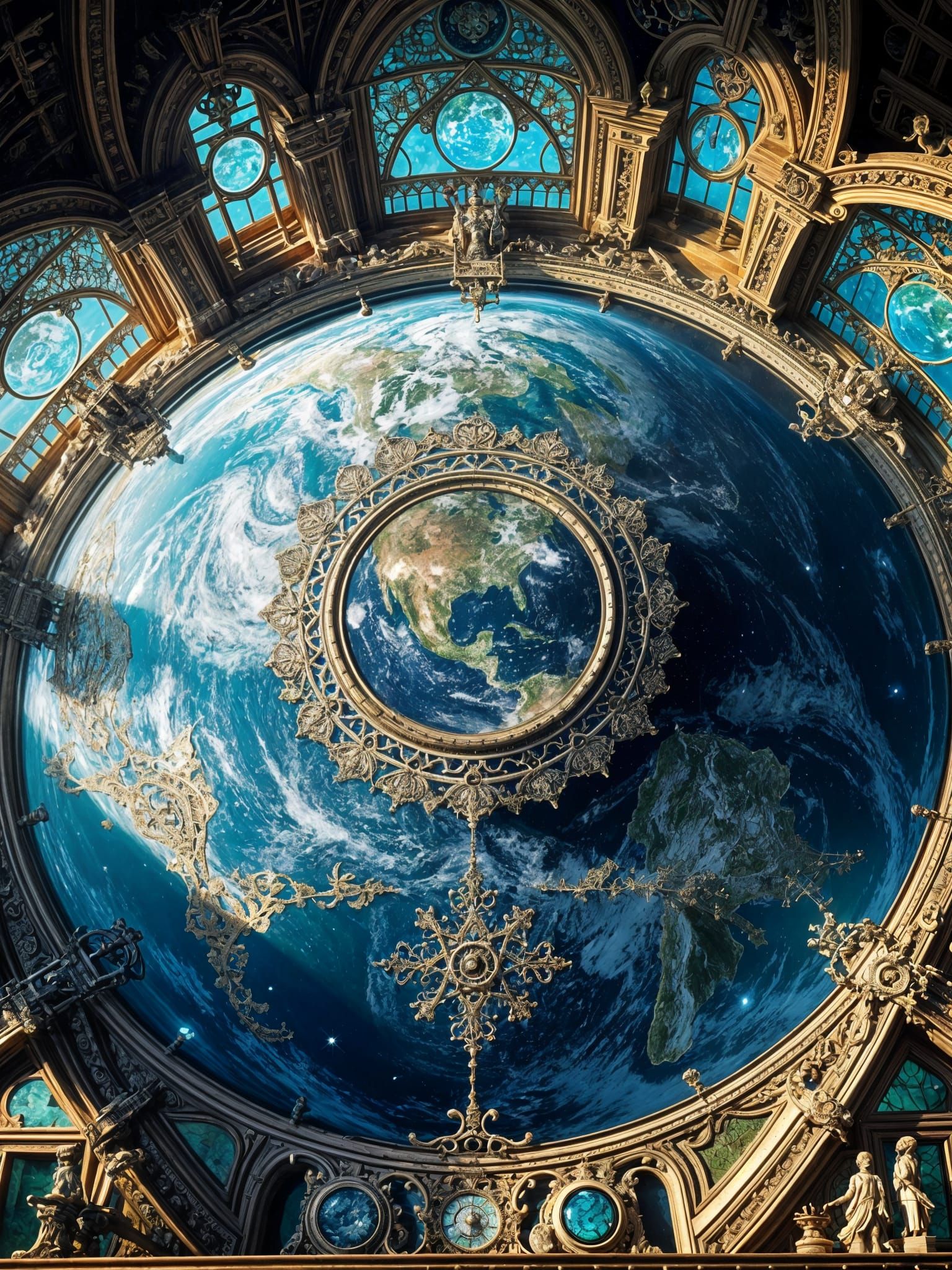 Ornate Orrery of Planet Earth in Arcane Hall