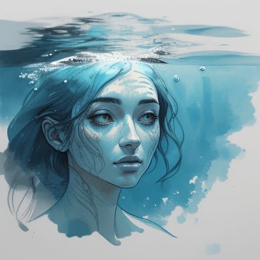 Underwater Ink Illustration with Delicate Line Work