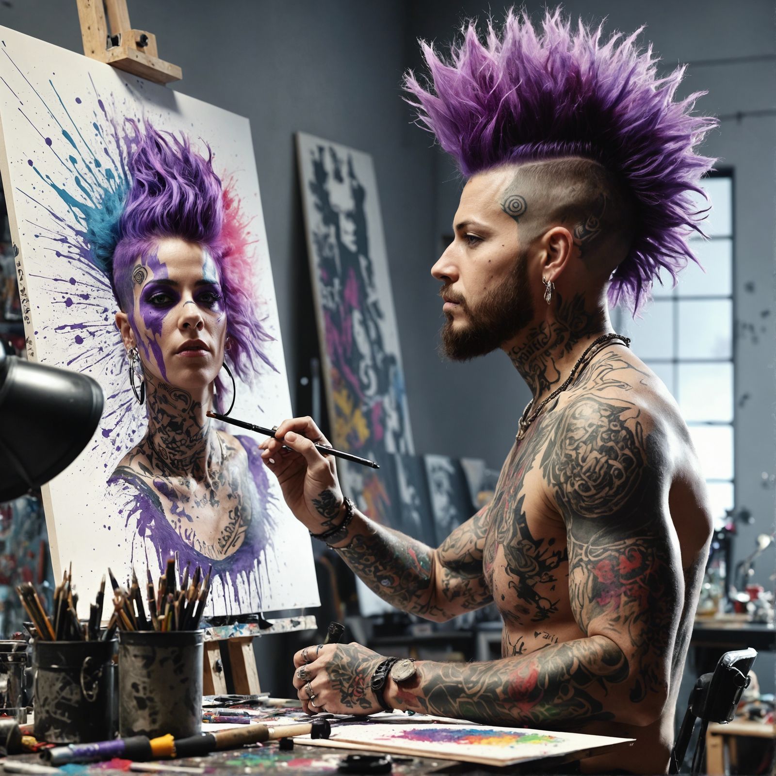 Artist Studio: Splatter Art Portrait of Punk Singer