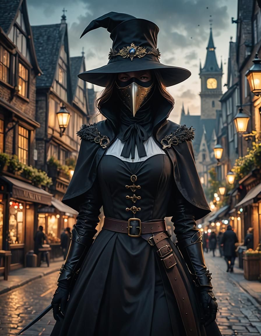 Plague Doctor in Medieval London: 3D Anime Art