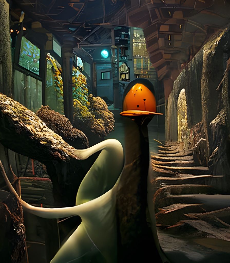 Neurons Swaying in Dendritic Cavern: Matte Illustration