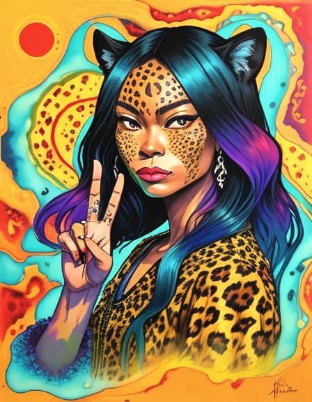 Eartha Kitt Portrait in Flowing Alcohol Ink Style