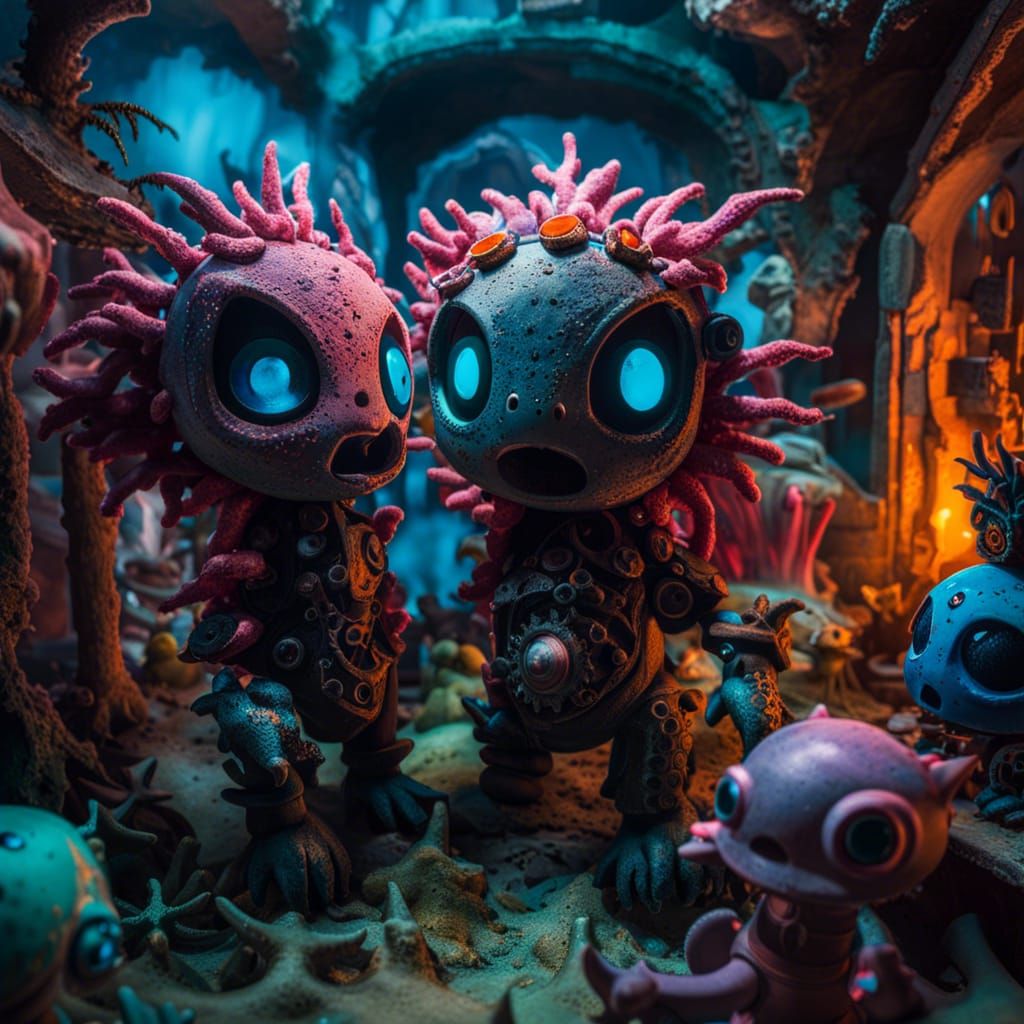 Creepy Cyberpunk Pokemon Dolls in Coral House