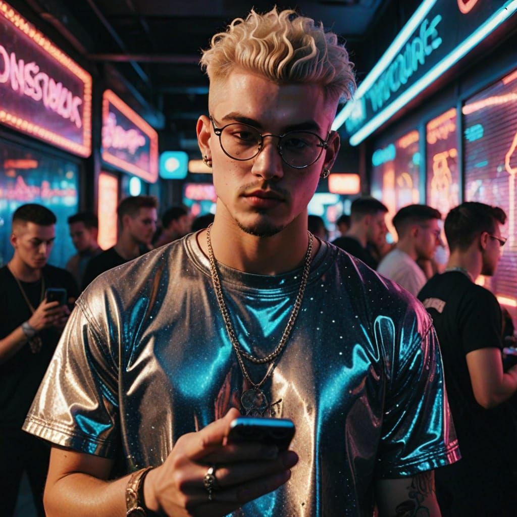 Grunge Aesthetic Young Man Under Disco Lights