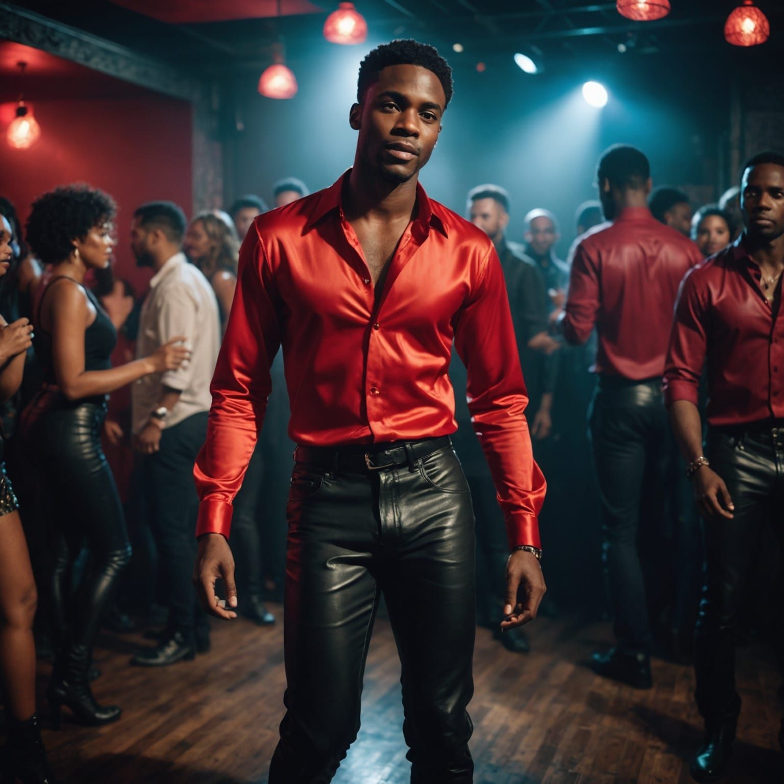 Young Man Dancing in Nightclub: Cinematic Film Still