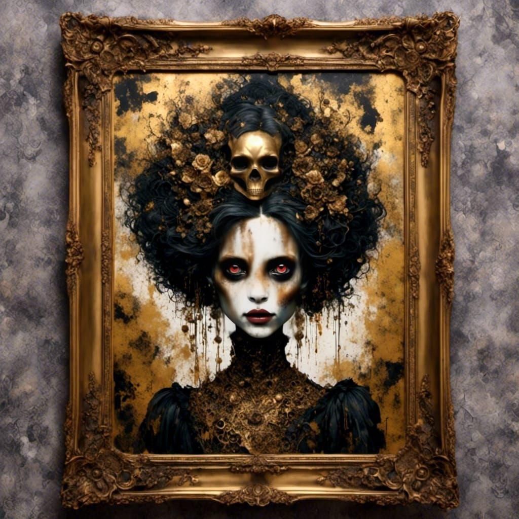 Sinister Portrait of a Woman in Dark Academia Style