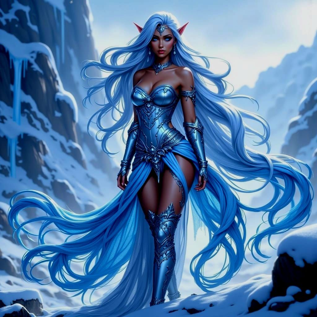 Anime Ice Elf Warrior Princess Elara