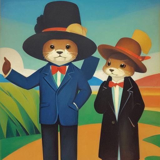 Expressive Otters in Style of Macke and Saryan