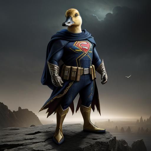 Duck in Superhero Costume: Digital Matte Painting