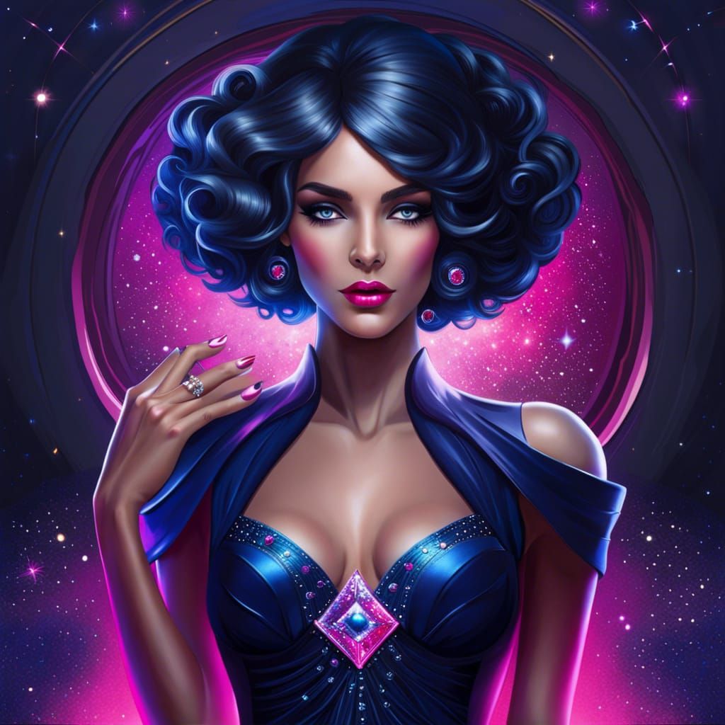 Libra Goddess with Scales in Space