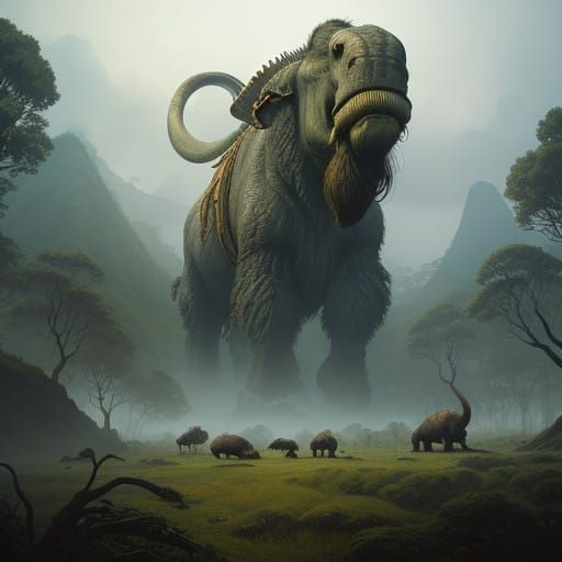 Ancient Beasts Unite in Whimsical Prehistoric Scene
