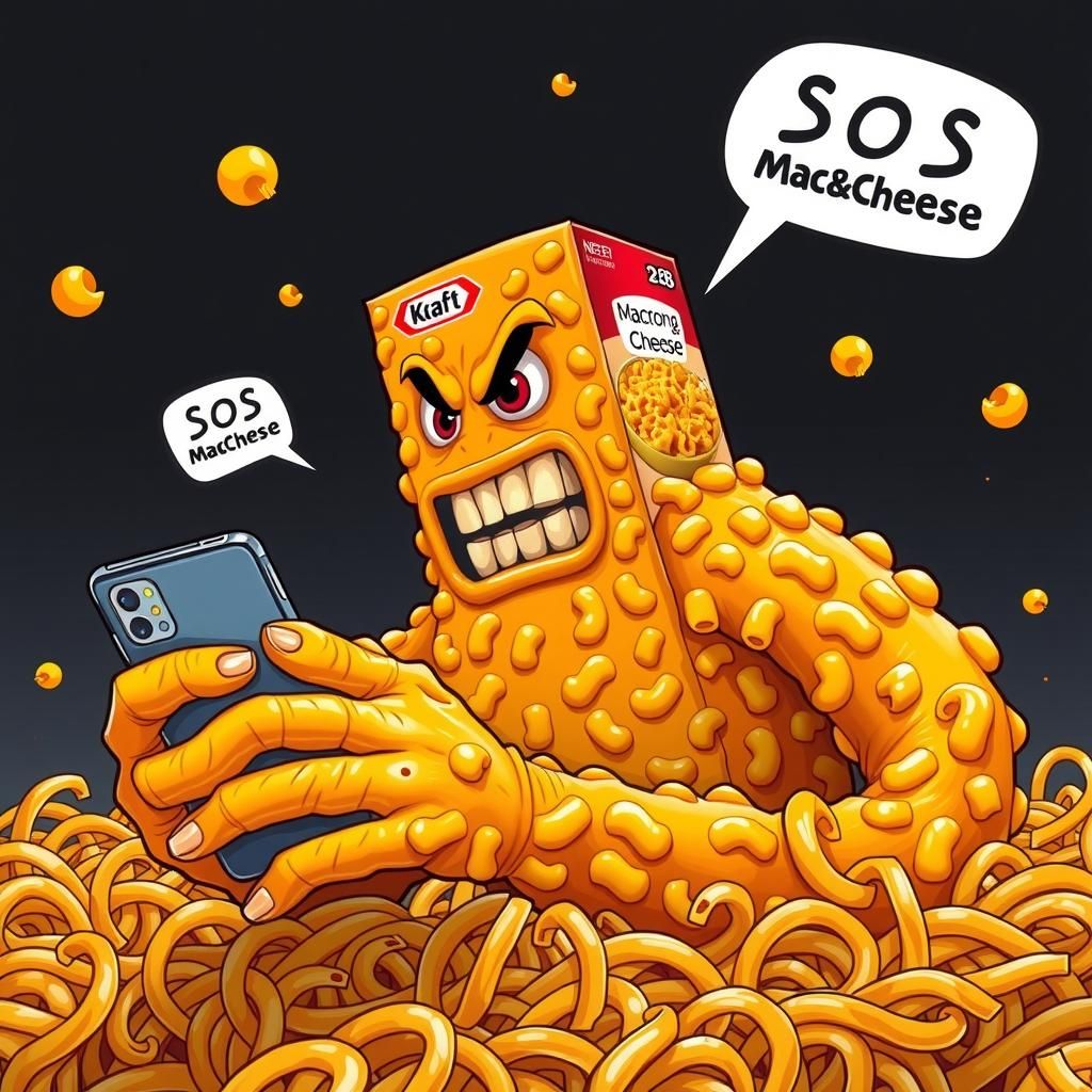 Mac & Cheese Monster SOS in Pop Art Style