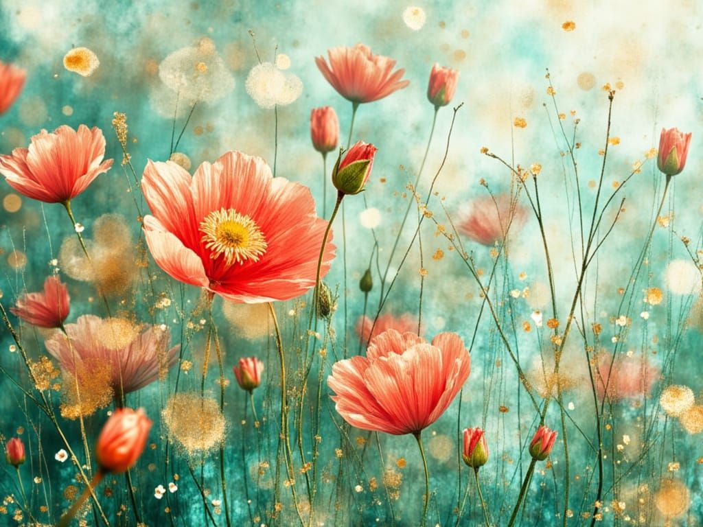 Blooming Flowers in Impressionistic Style