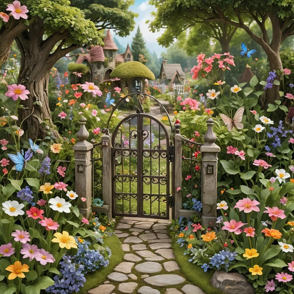 Fairy Garden with Flower Gate