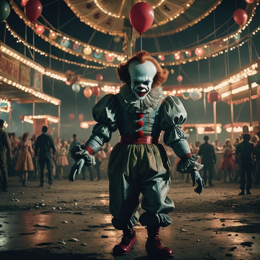 Eerie Pennywise Floats in Abandoned Carnival