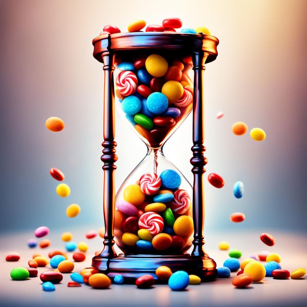 Hyperrealistic Candy Hourglass Concept Art