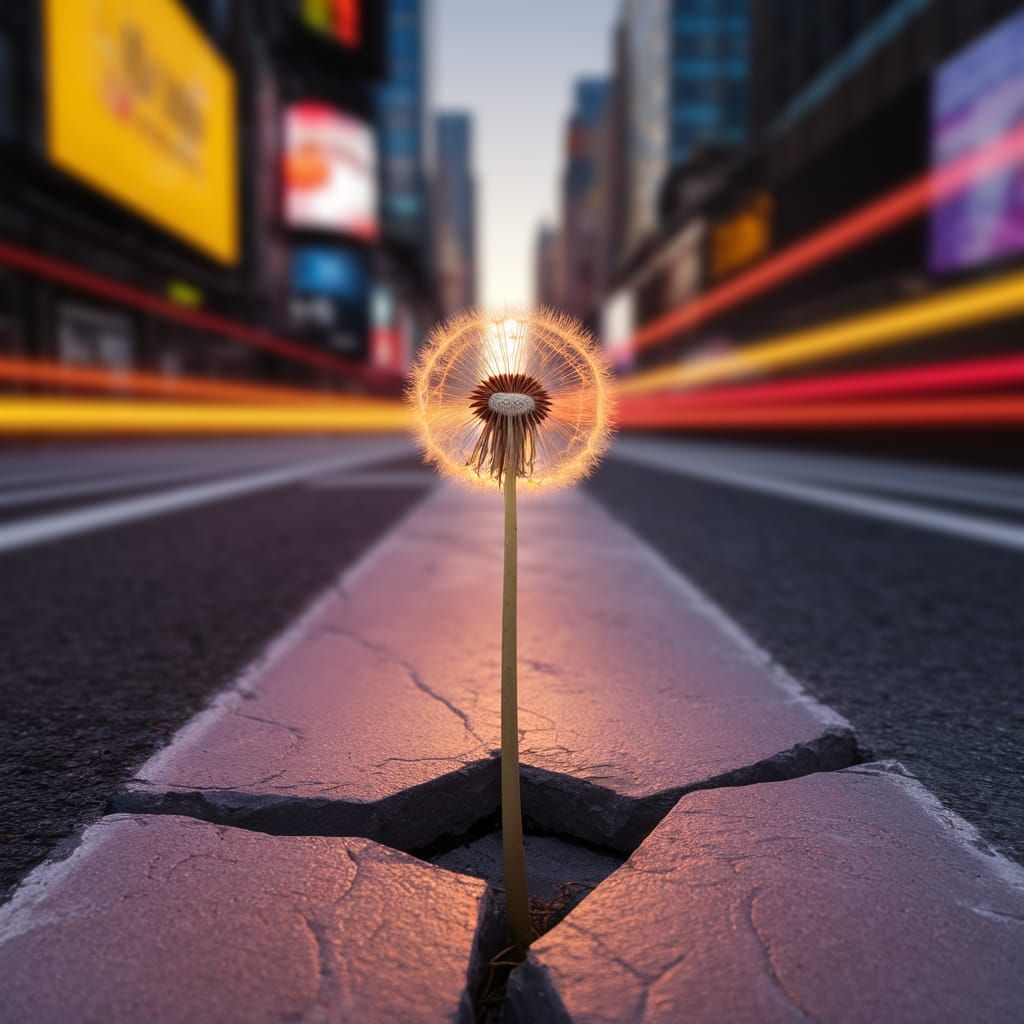 Dandelion in Times Square: Digital Art