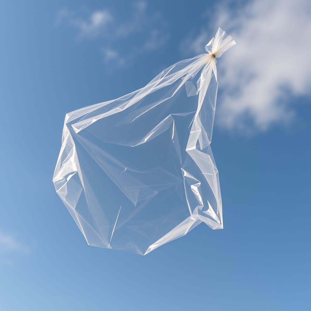 A clear plastic bag dancing in the wind.