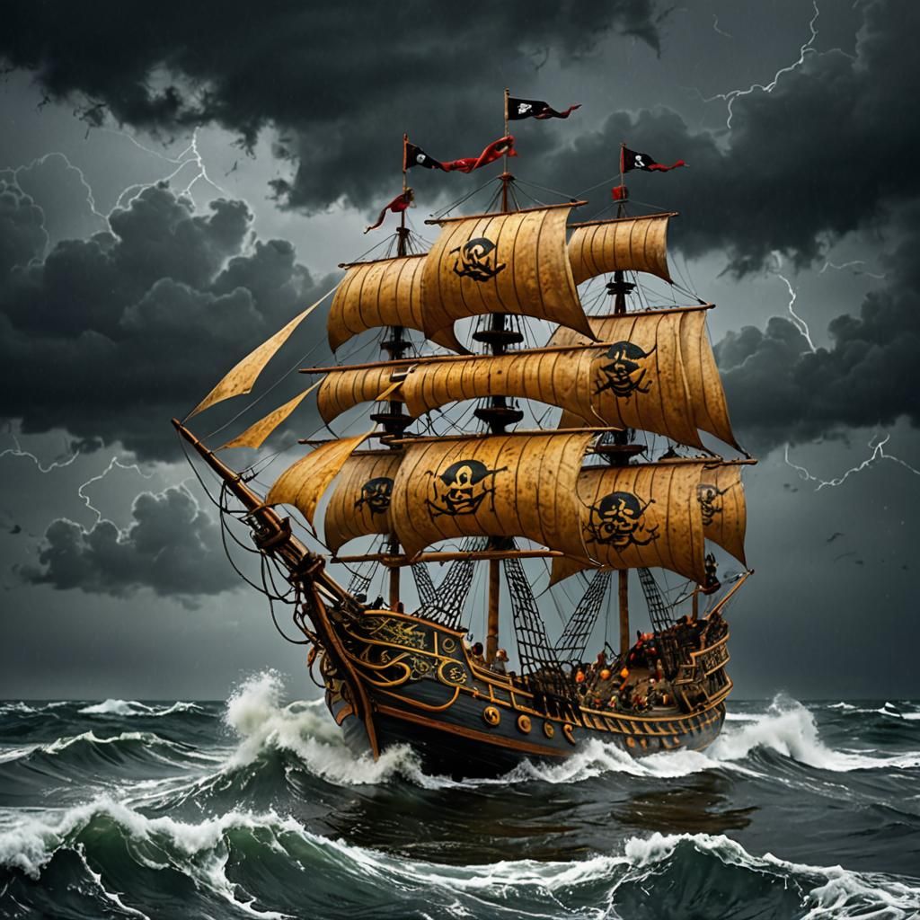 Gourd Pirate Ship on Stormy Seas
