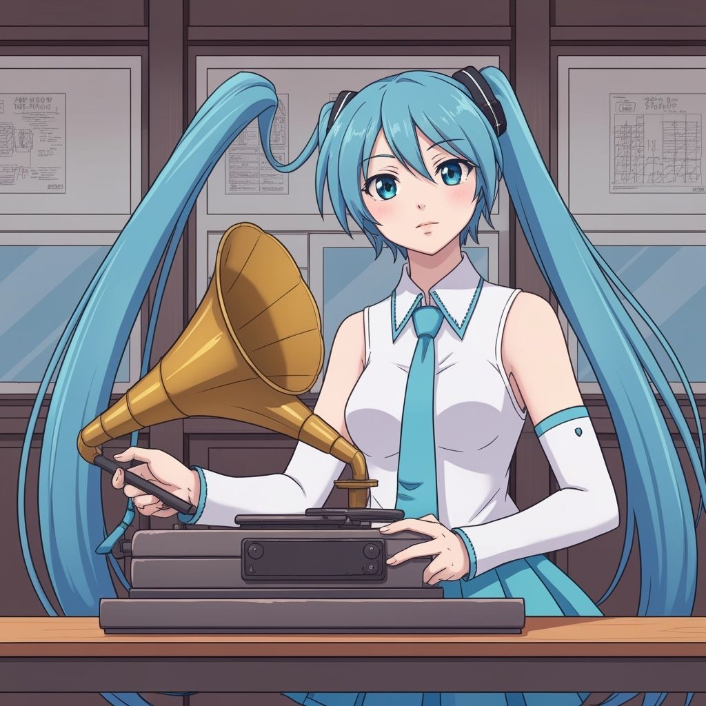 Hatsune Miku Scratches Gramophone at School