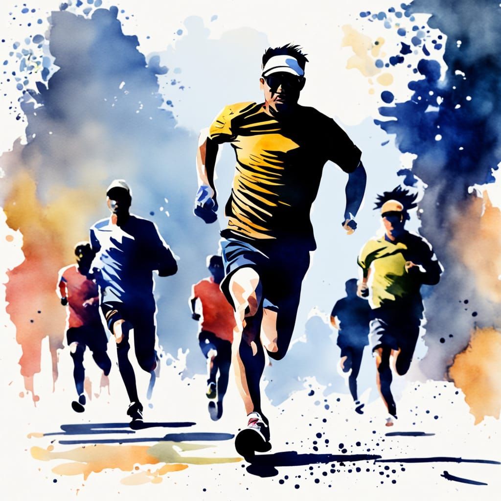 Man Running: Watercolor Style Illustration
