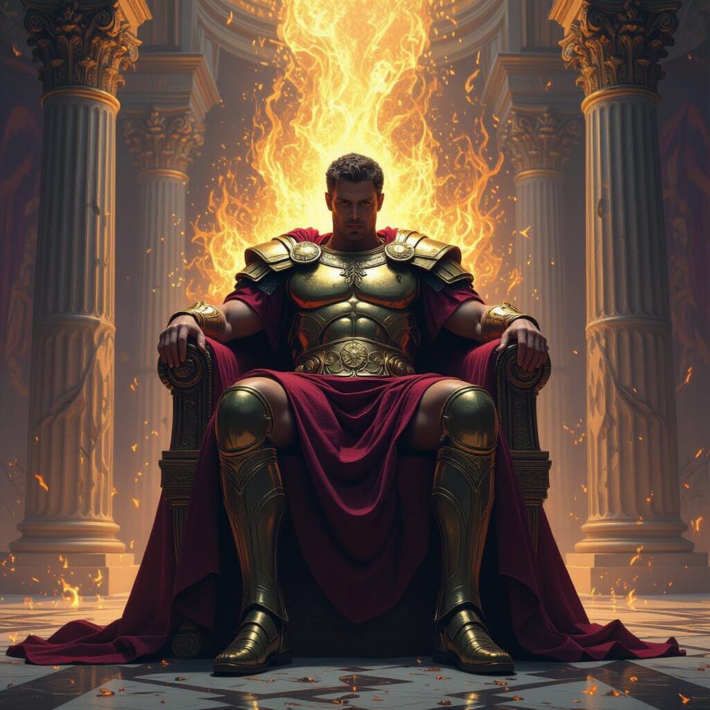 Mighty Caesar Relaxing Amidst Pillars of Glory