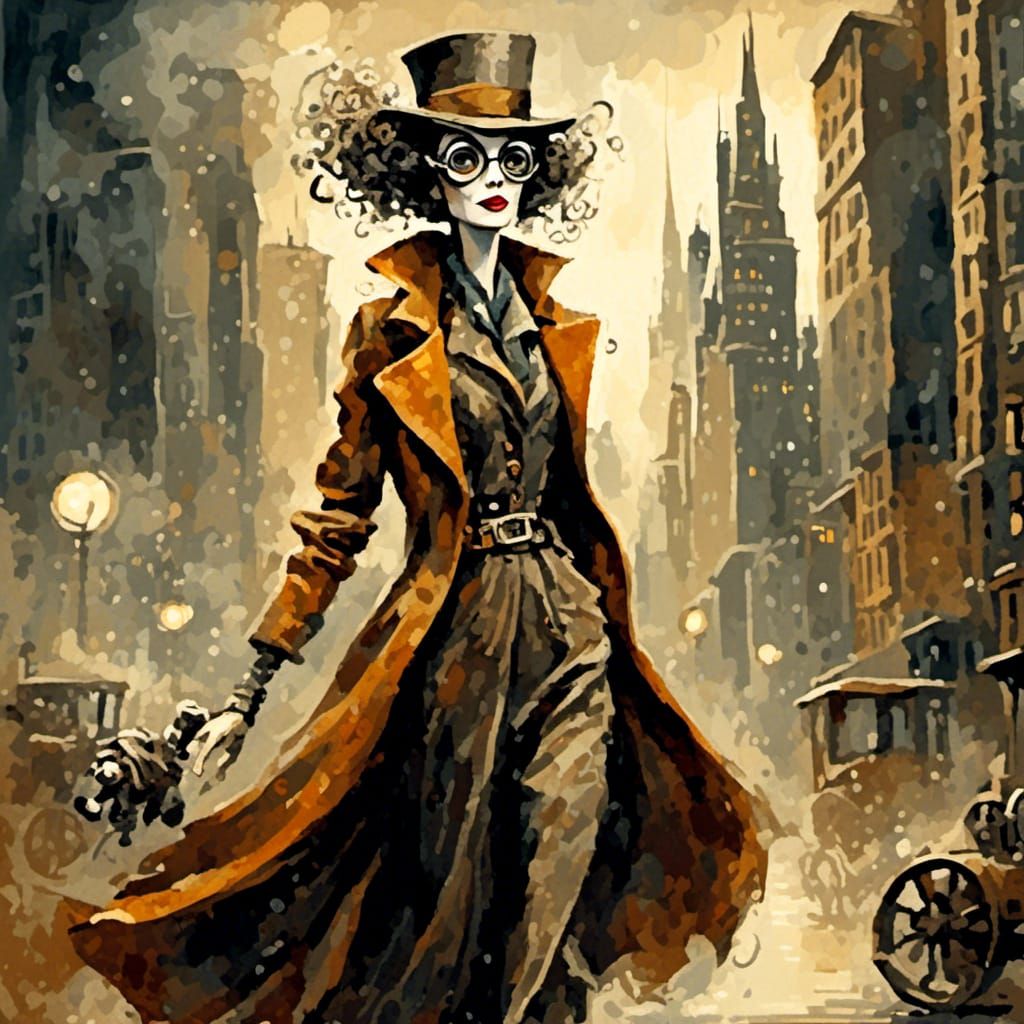 A beautiful diesel punk Art Deco Masterpiece in the style of...