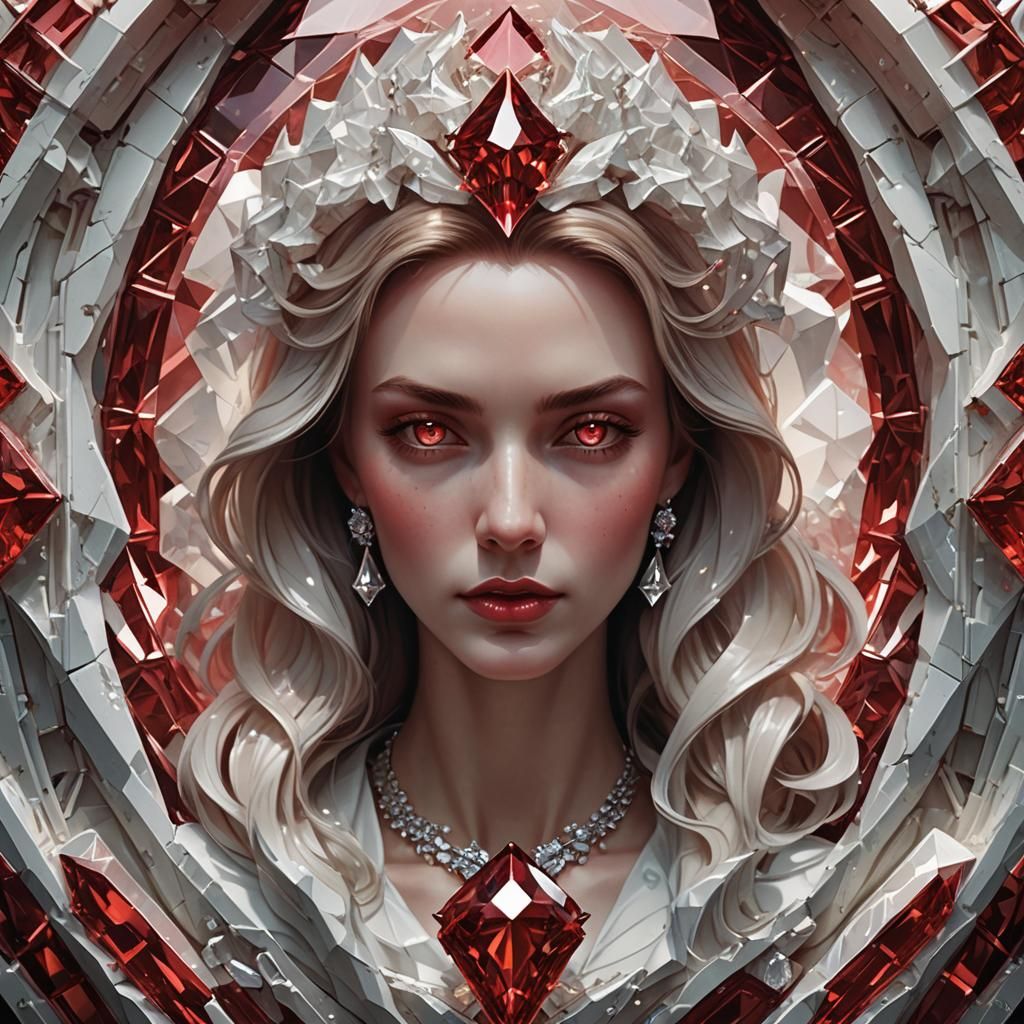 Gigantic Red Diamond with Lady's Face