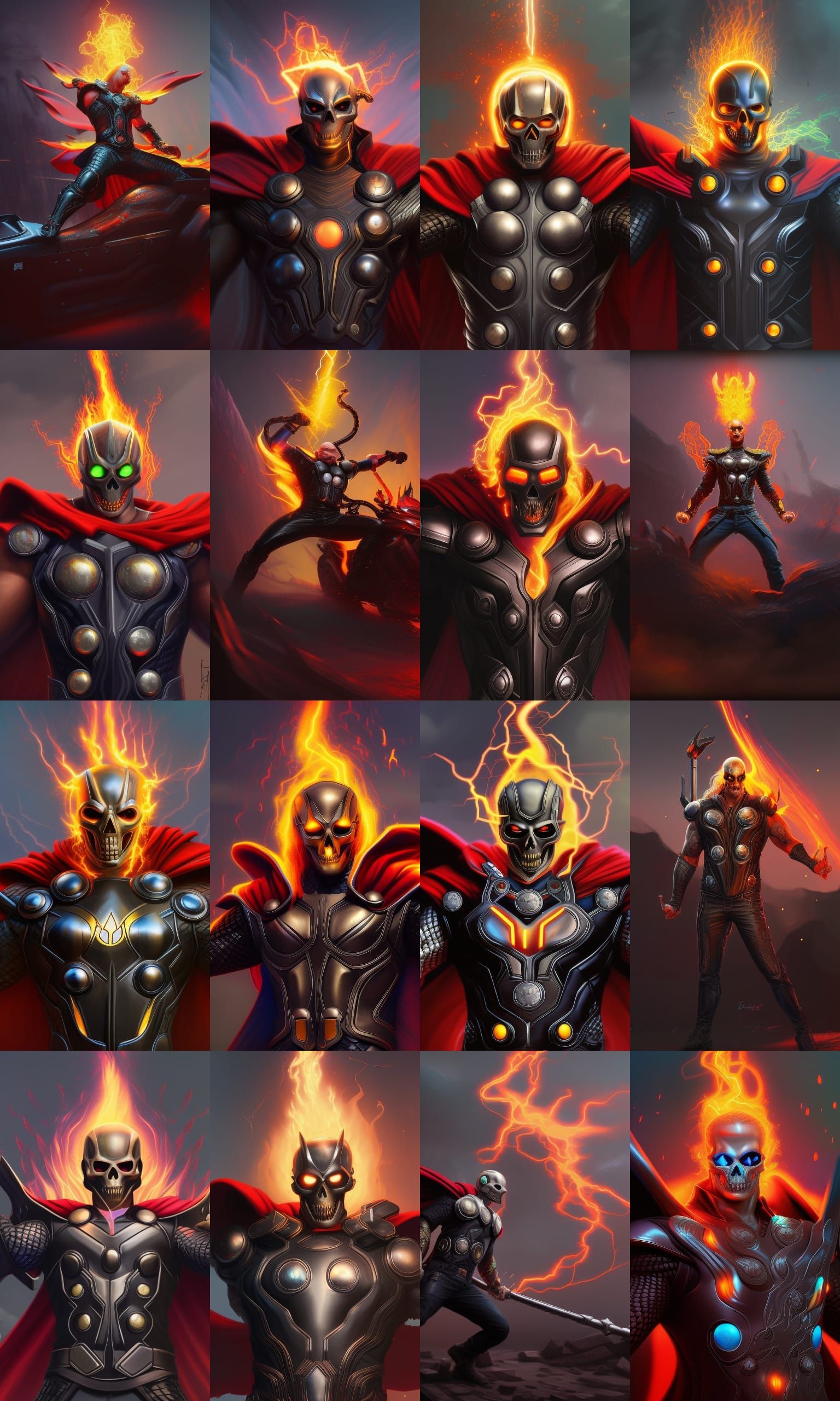 Thor Ghost Rider Fusion in Detailed Matte Painting