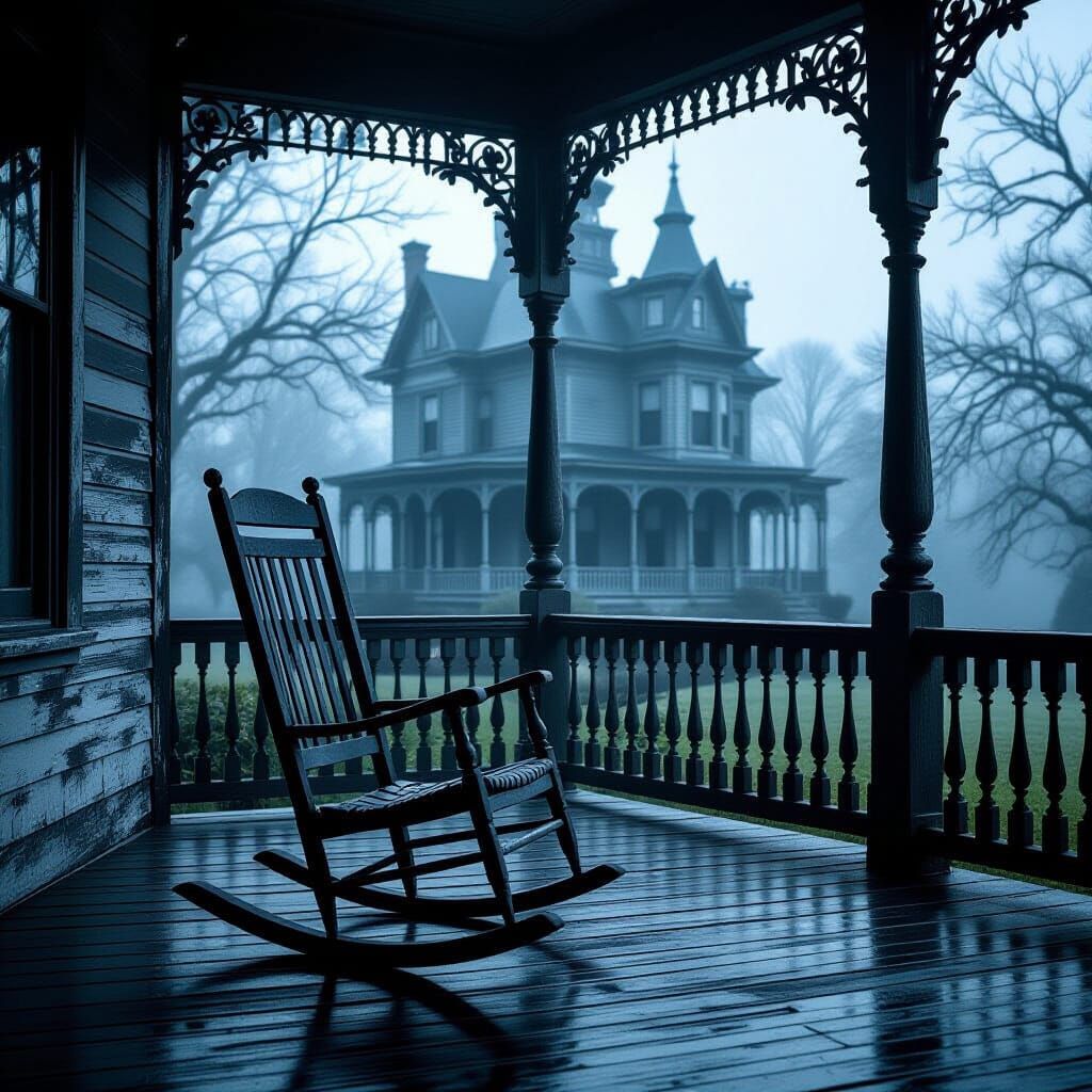 Haunted Victorian Mansion: Rocking Chair in Gothic Horror St...