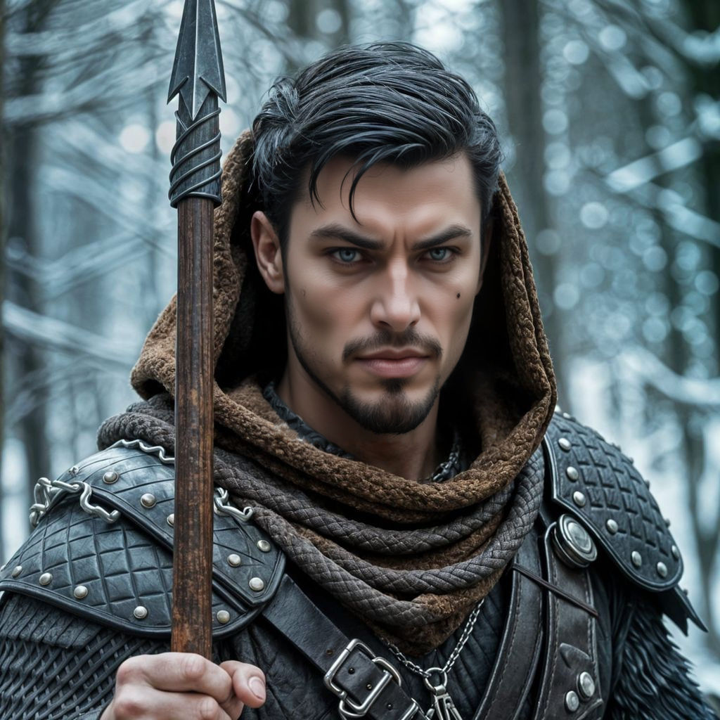 Epic Warchief in Winter Forest, Cinematic Style