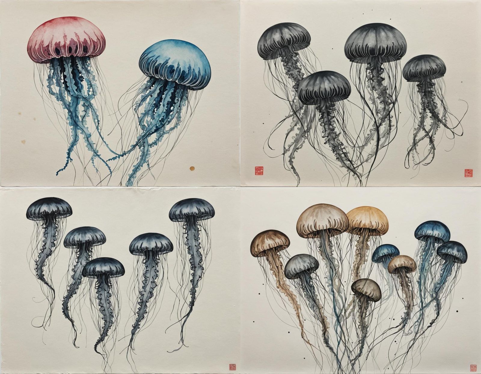 Jellyfish Homunculus in Shanghai: Acrylic and Ink Art