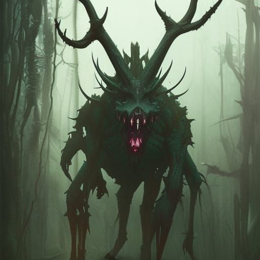 Sinister Corrupted Forest Creature Art