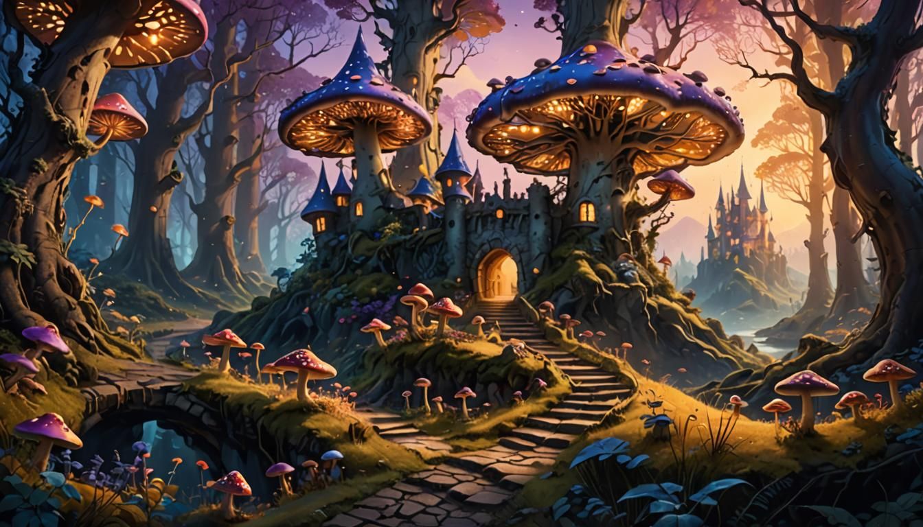 Radiant Castle in Fairytale Forest Concept Art