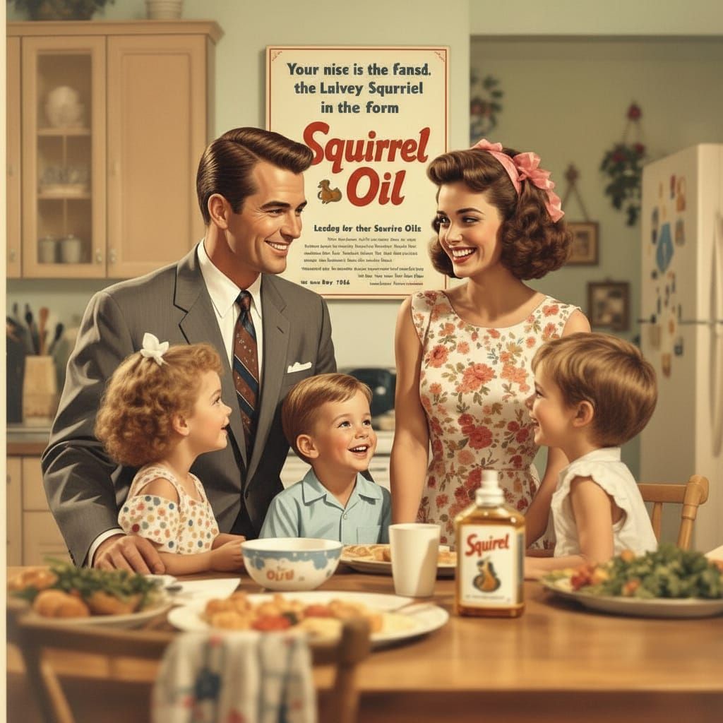 1950s Family Ad for Squirrel Oil