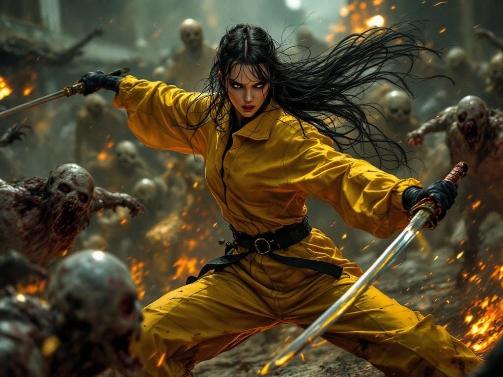 The Bride Battles Zombies: Hyperrealistic Concept Art