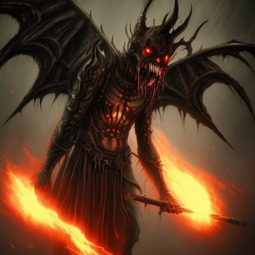 Demonic Lamashtu in Dark Fantasy Art