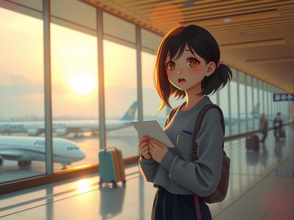 Heartbroken Woman Cries at Airport Departure