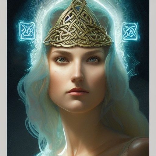 Celtic Princess Portrait with Magic Vortex, Digital Art