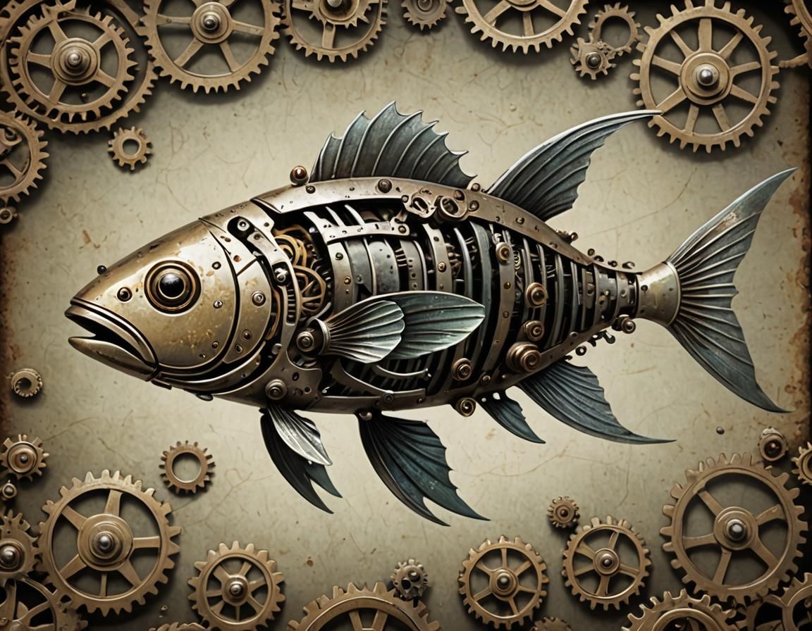 Articulated Mechanical Fish with Cogwheels