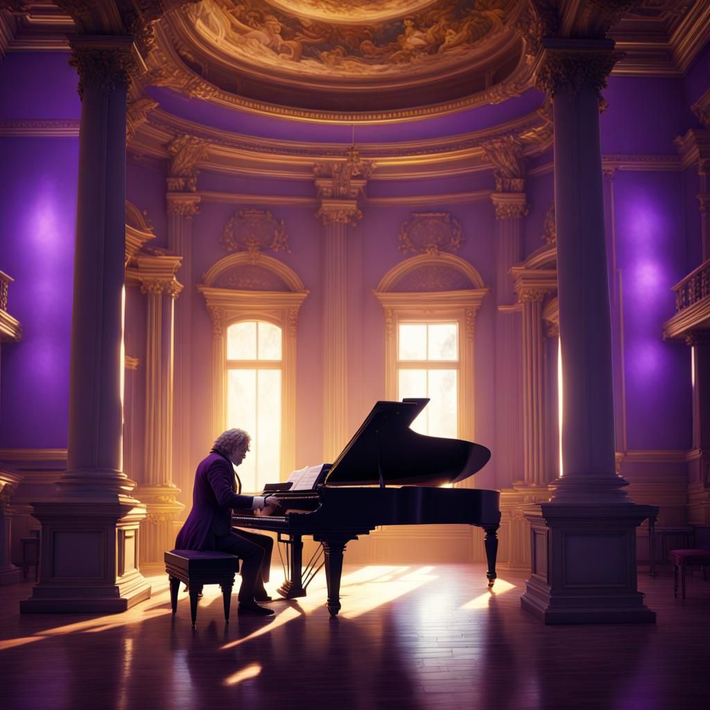 Beethoven's Moonlight Sonata in a Neoclassical Library