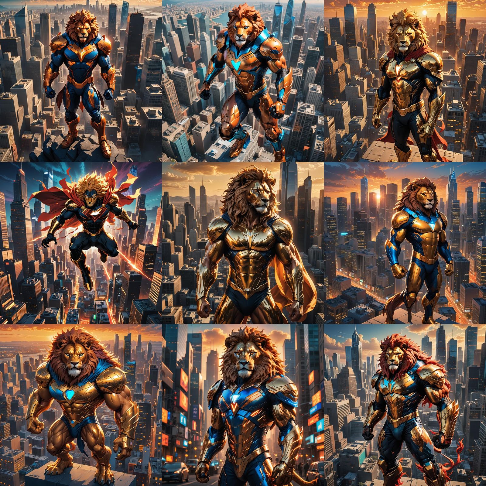 Lion-Man Superhero in Cel-Shaded Anime Style