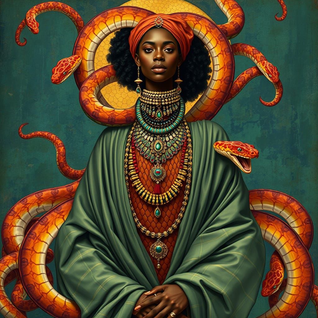 African American Serpent Goddess Digital Art